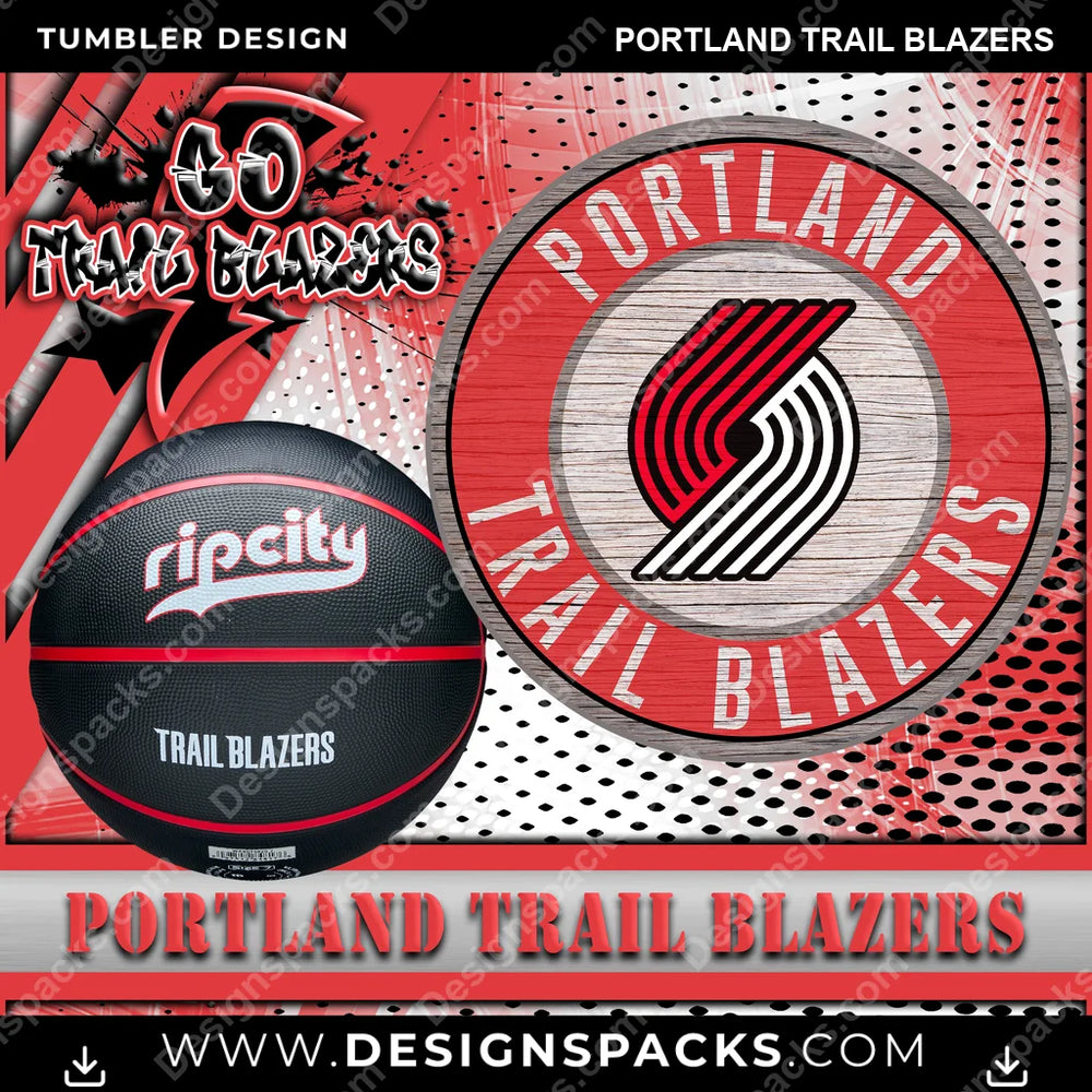 Basketball Go Team Portland Trail Blazers NBA Basketball Tumbler Digital Wrap Design Download