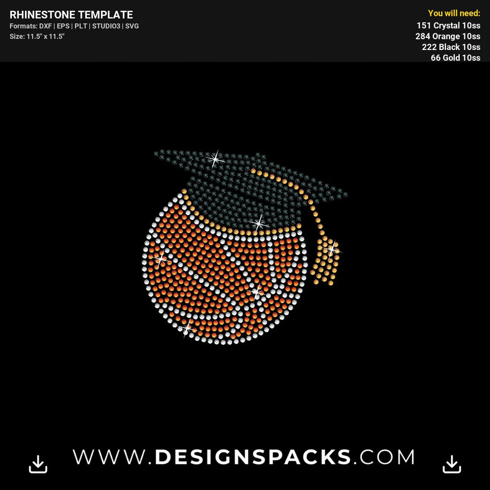 Basketball Graduation Senior Rhinestone Digital Template