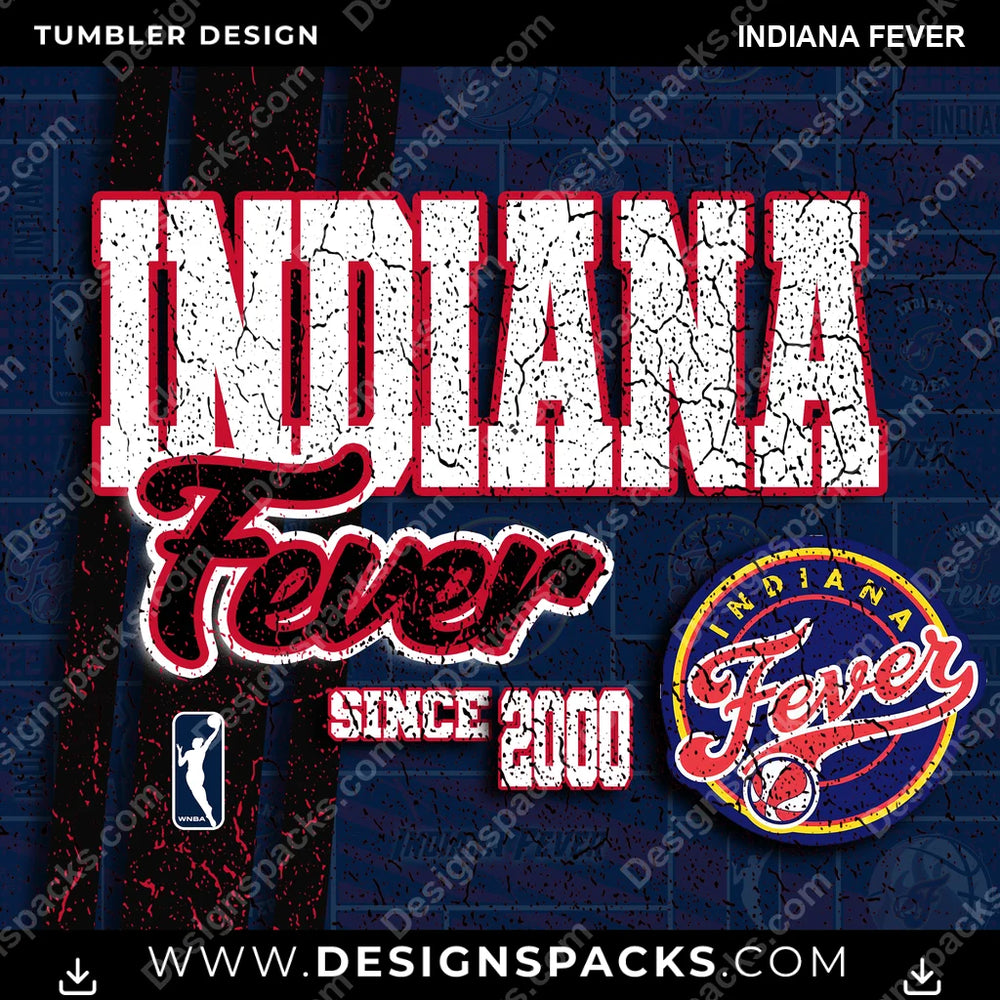 Basketball Grunge Indiana Fever NBA Basketball Tumbler Digital Wrap Design Download