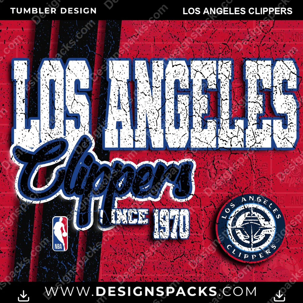 Basketball Grunge Los Angeles Clippers NBA Basketball Tumbler Digital Wrap Design Download