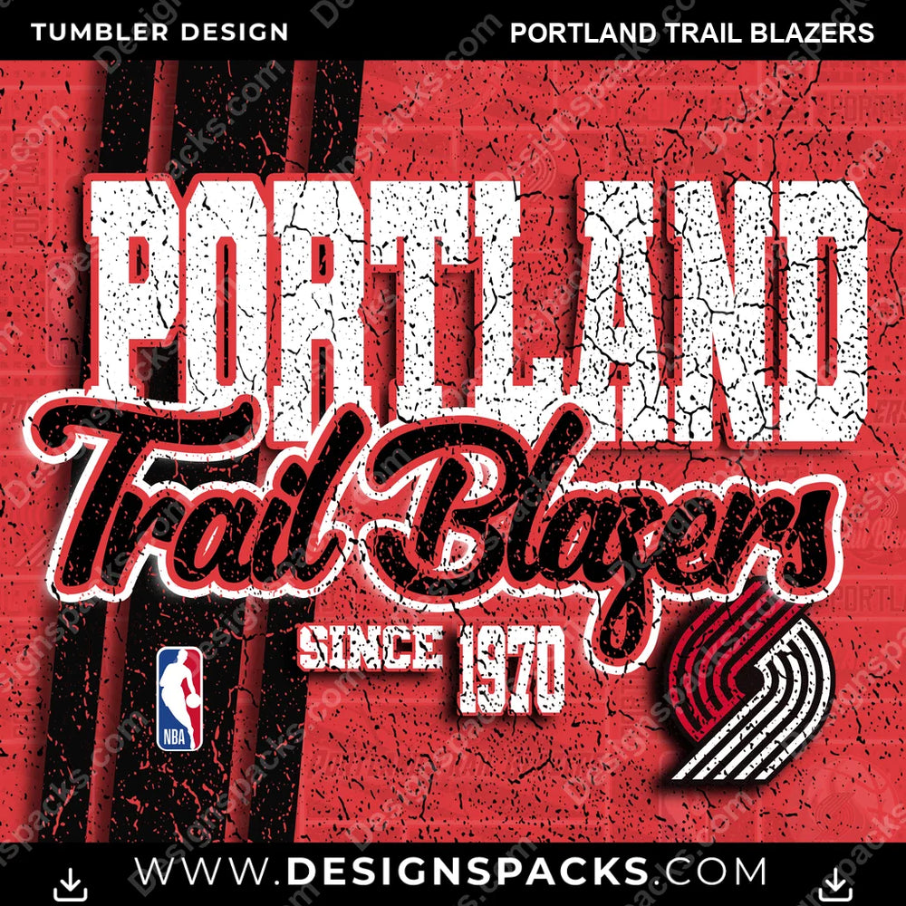 Basketball Grunge Portland Trail Blazers NBA Basketball Tumbler Digital Wrap Design Download
