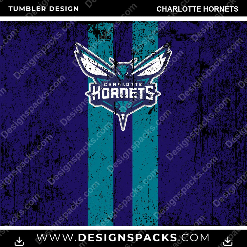 Basketball Grunge Style Charlotte Hornets NBA Basketball Tumbler Digital Wrap Design Download