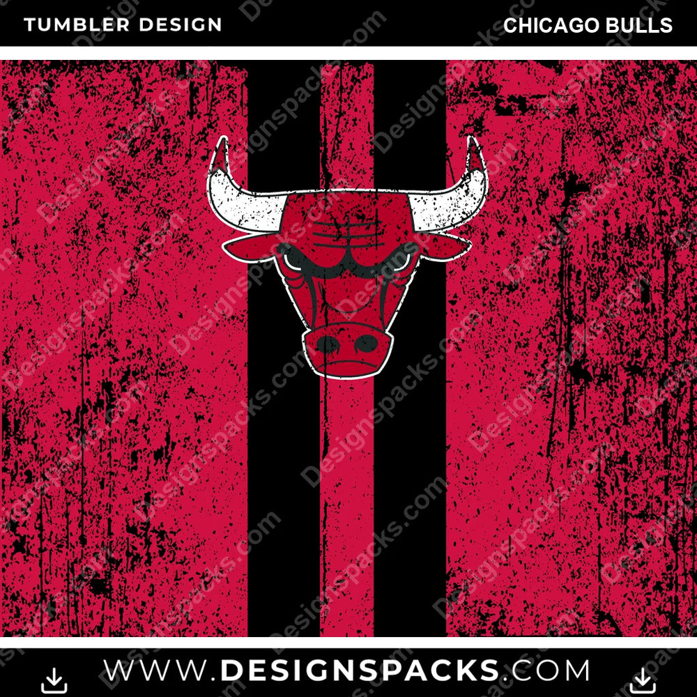 Basketball Grunge Style Chicago Bulls NBA Basketball Tumbler Digital Wrap Design Download