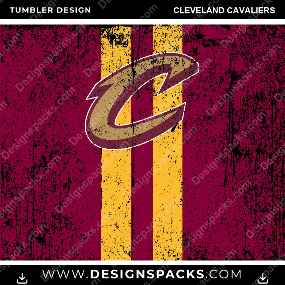 Basketball Grunge Style Cleveland Cavaliers NBA Basketball Tumbler Digital Wrap Design Download