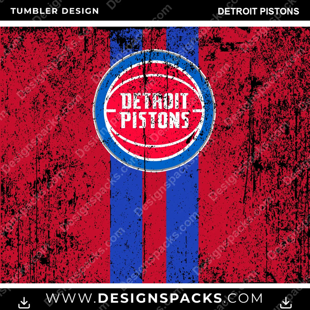 Basketball Grunge Style Detroit Pistons NBA Basketball Tumbler Digital Wrap Design Download