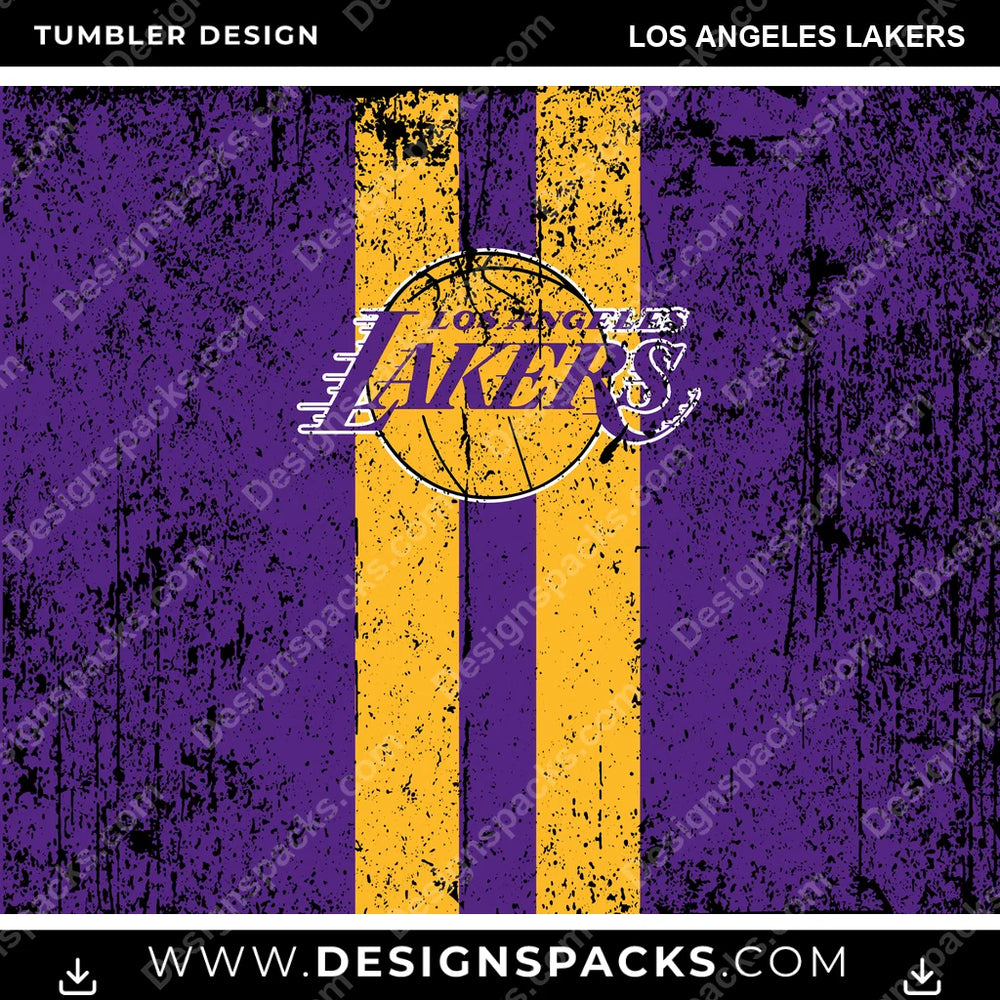 Basketball Grunge Style Los Angeles Lakers NBA Basketball Tumbler Digital Wrap Design Download