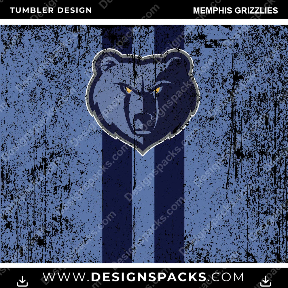 Basketball Grunge Style Memphis Grizzlies NBA Basketball Tumbler Digital Wrap Design Download