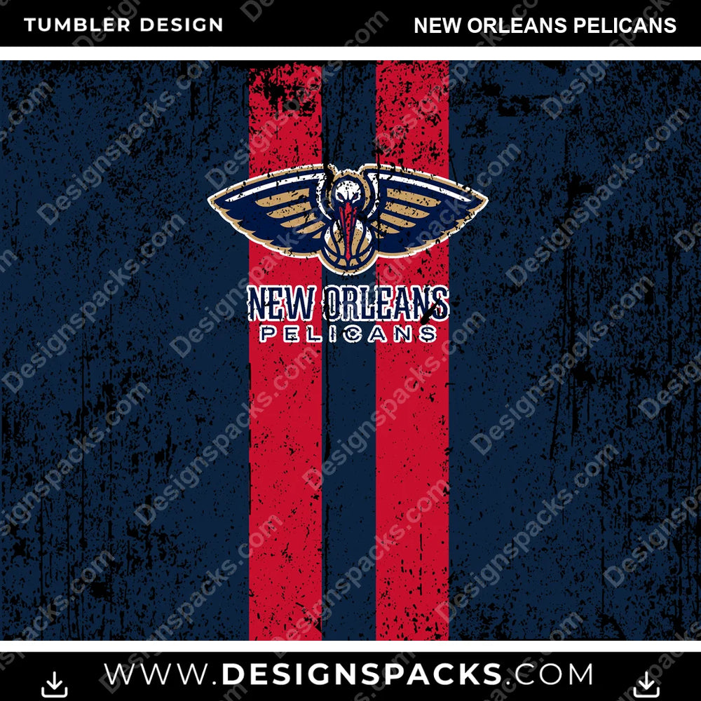 Basketball Grunge Style New Orleans Pelicans NBA Basketball Tumbler Digital Wrap Design Download