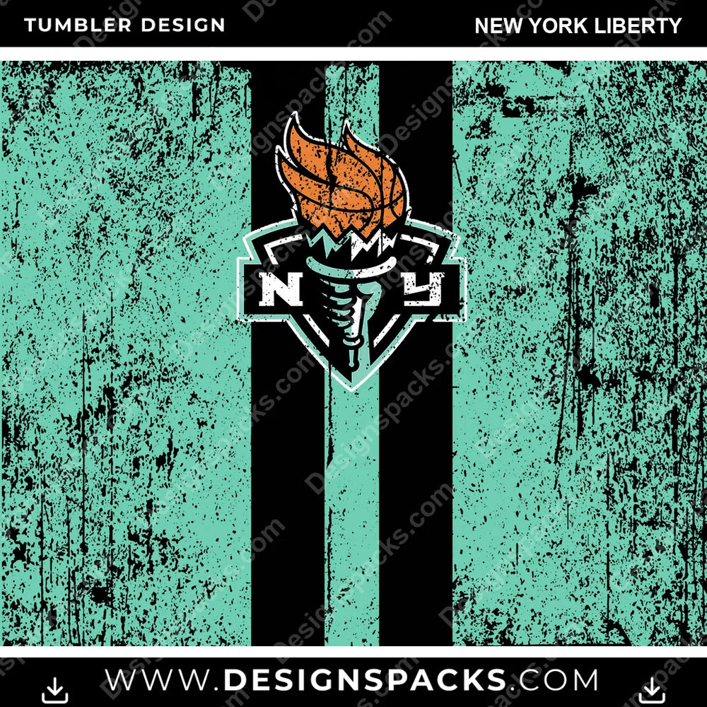 Basketball Grunge Style New York Liberty NBA Basketball Tumbler Digital Wrap Design Download