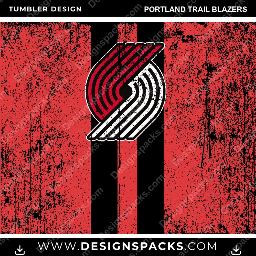 Basketball Grunge Style Portland Trail Blazers NBA Basketball Tumbler Digital Wrap Design Download