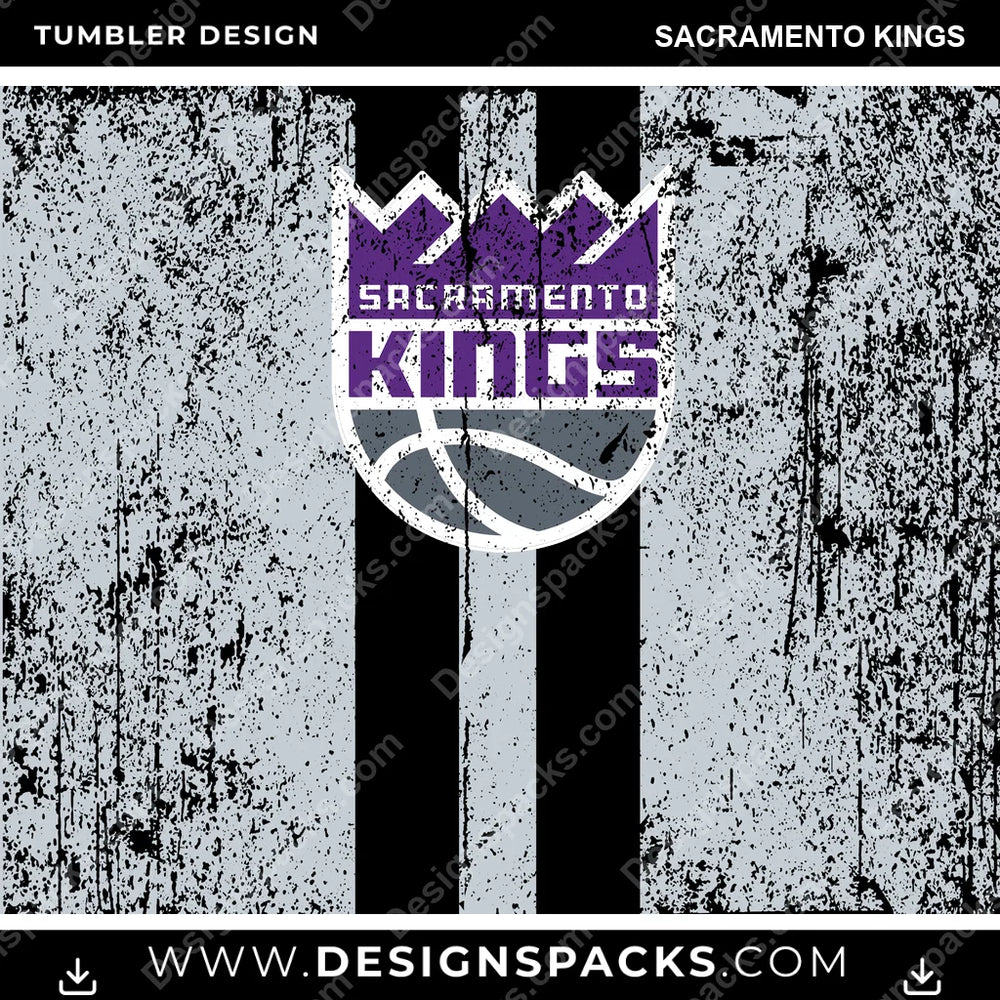 Basketball Grunge Style Sacramento Kings NBA Basketball Tumbler Digital Wrap Design Download