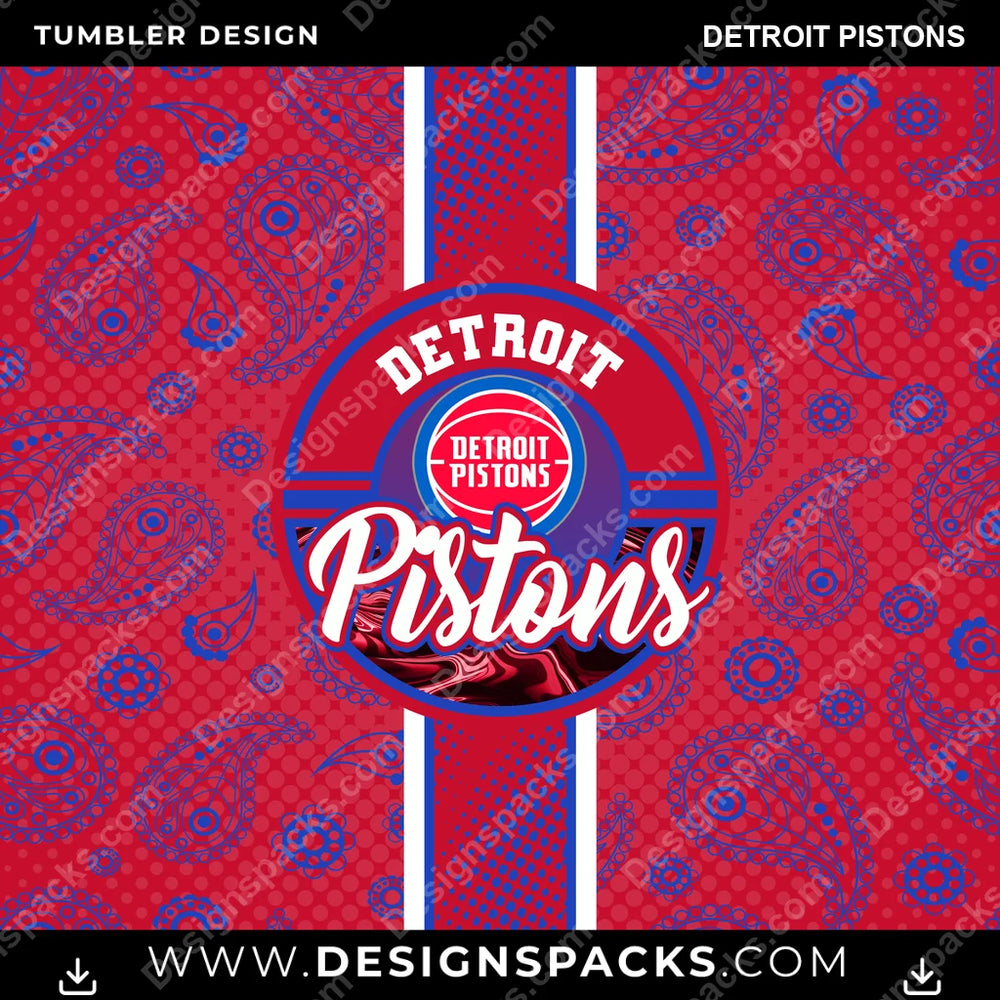 Basketball Handkerchief Detroit Pistons NBA Basketball Tumbler Digital Wrap Design Download