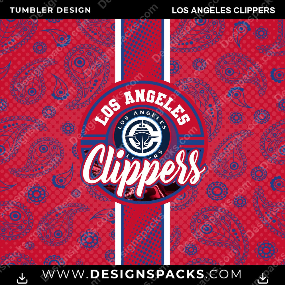 Basketball Handkerchief Los Angeles Clippers NBA Basketball Tumbler Digital Wrap Design Download