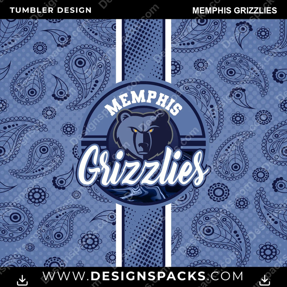 Basketball Handkerchief Memphis Grizzlies NBA Basketball Tumbler Digital Wrap Design Download