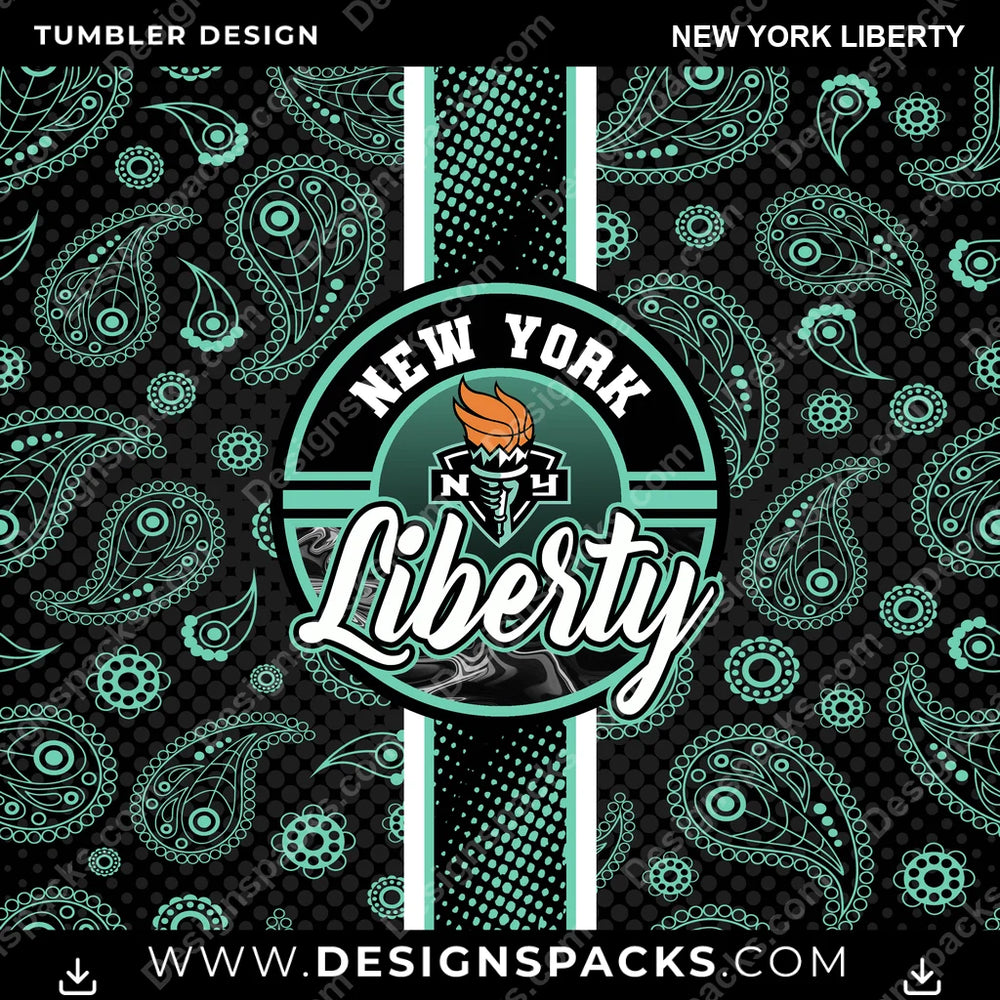 Basketball Handkerchief New York Liberty NBA Basketball Tumbler Digital Wrap Design Download