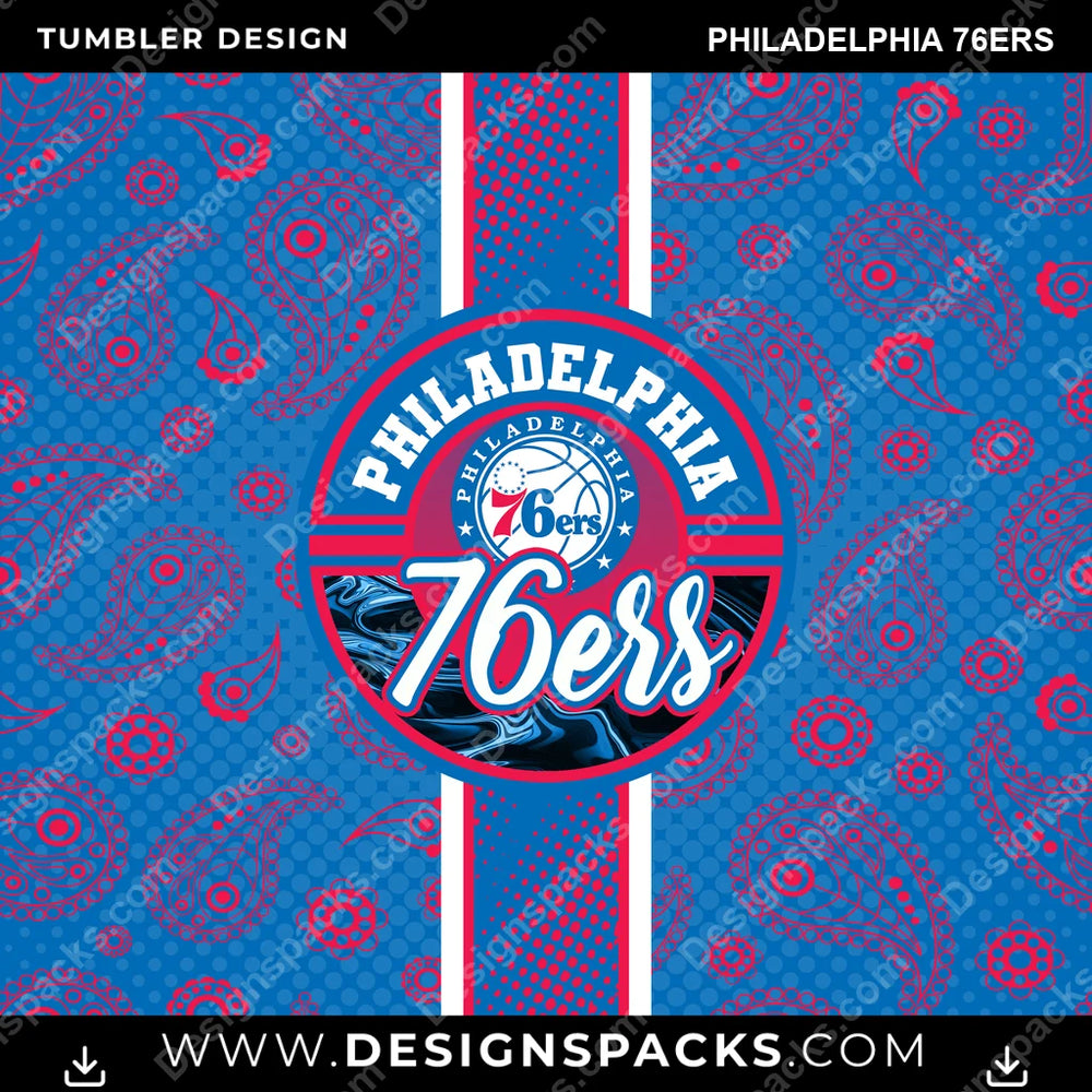 Basketball Handkerchief Philadelphia 76ers NBA Basketball Tumbler Digital Wrap Design Download