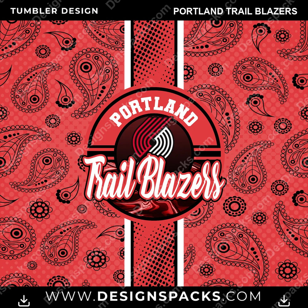 Basketball Handkerchief Portland Trail Blazers NBA Basketball Tumbler Digital Wrap Design Download