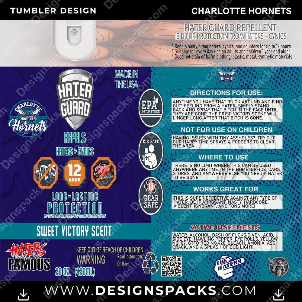 Basketball Hater Guard Charlotte Hornets NBA Basketball Tumbler Digital Wrap Design Download