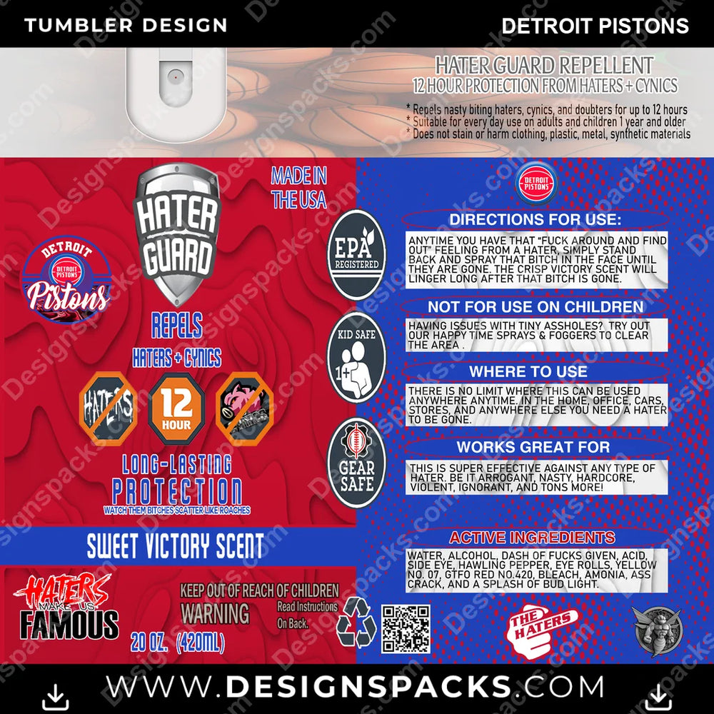 Basketball Hater Guard Detroit Pistons NBA Basketball Tumbler Digital Wrap Design Download