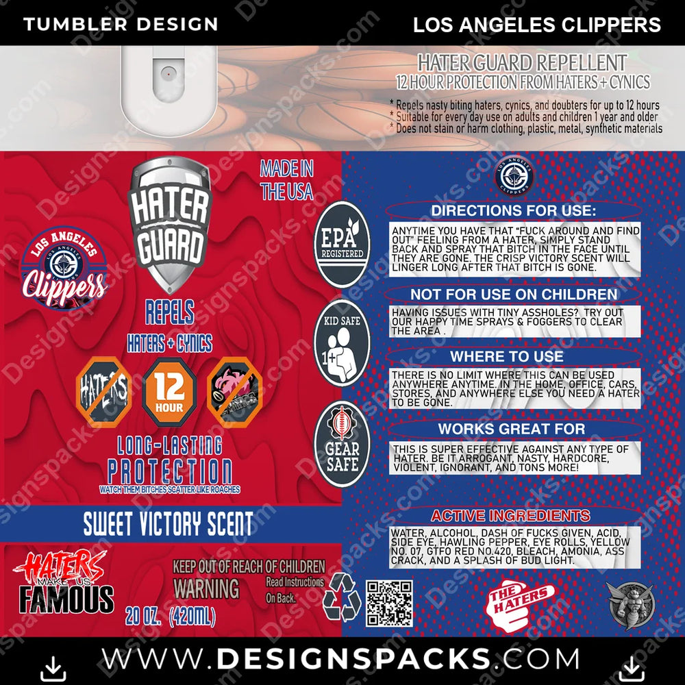 Basketball Hater Guard Los Angeles Clippers NBA Basketball Tumbler Digital Wrap Design Download