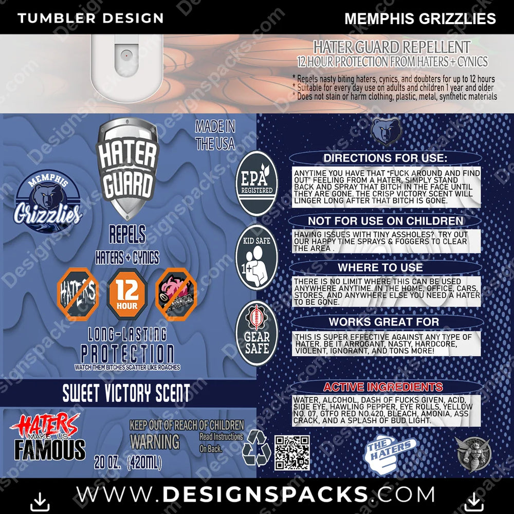 Basketball Hater Guard Memphis Grizzlies NBA Basketball Tumbler Digital Wrap Design Download