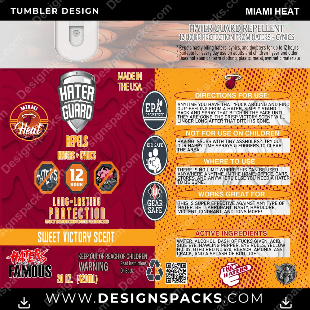 Basketball Hater Guard Miami Heat NBA Basketball Tumbler Digital Wrap Design Download