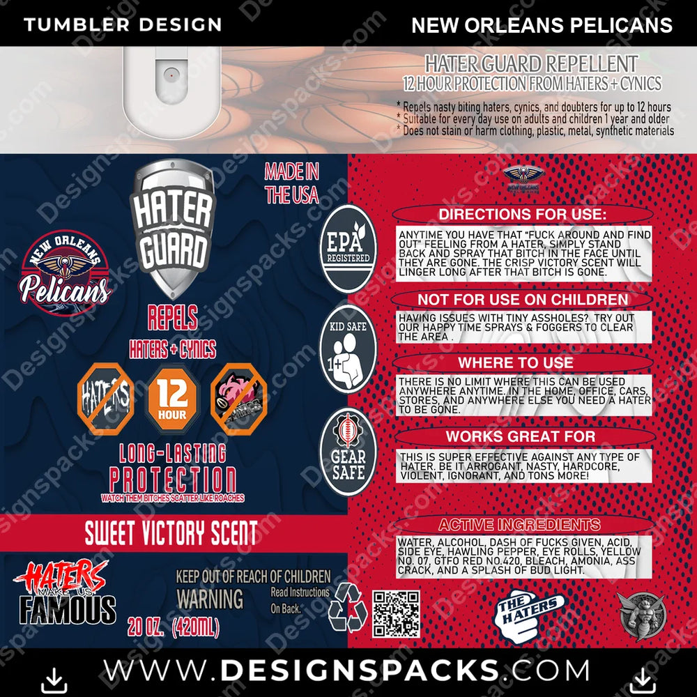 Basketball Hater Guard New Orleans Pelicans NBA Basketball Tumbler Digital Wrap Design Download