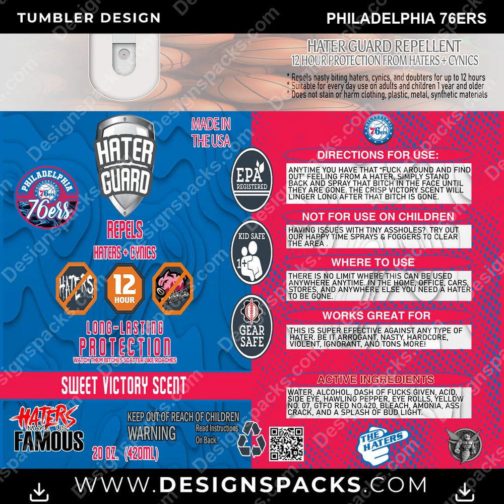 Basketball Hater Guard Philadelphia 76ers NBA Basketball Tumbler Digital Wrap Design Download