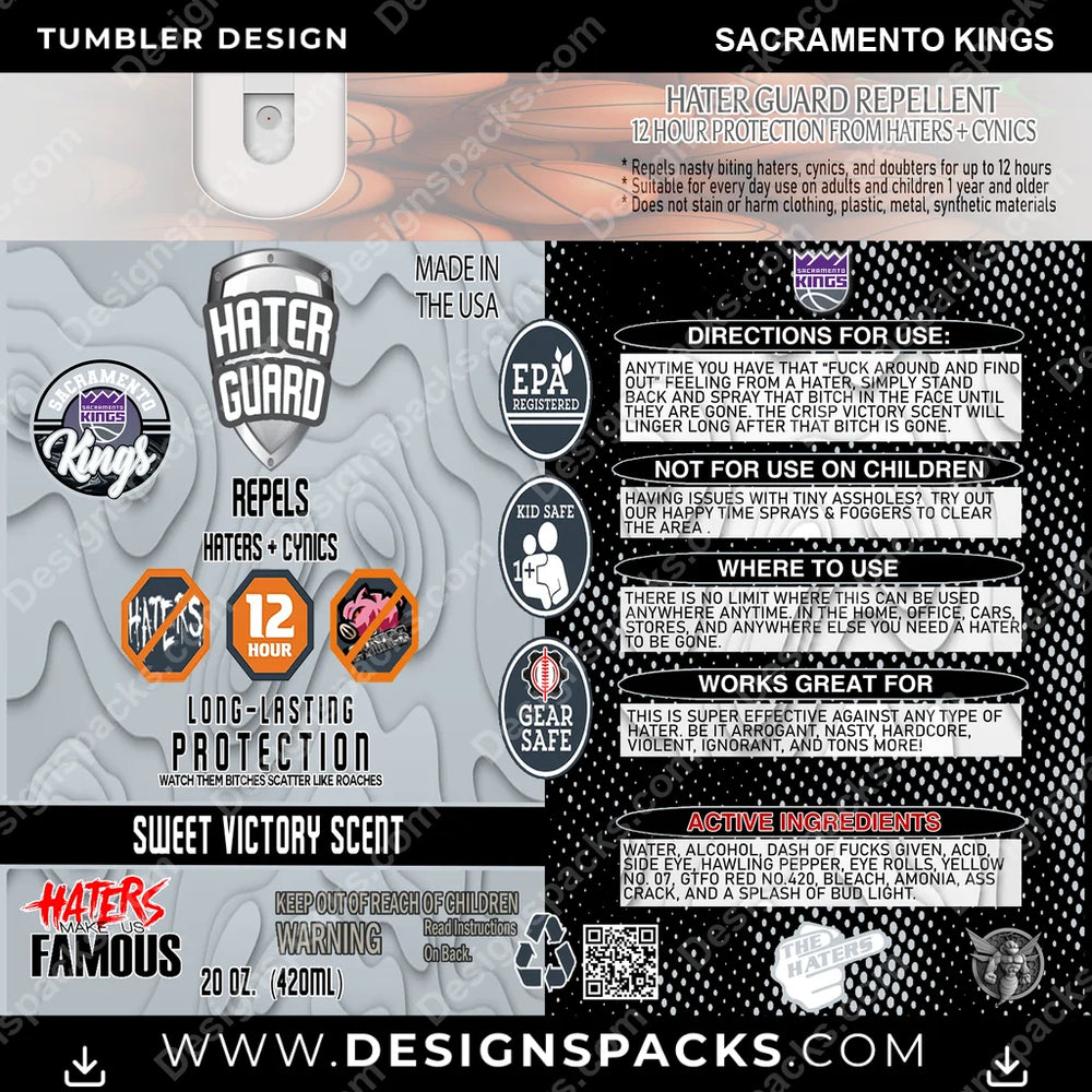 Basketball Hater Guard Sacramento Kings NBA Basketball Tumbler Digital Wrap Design Download