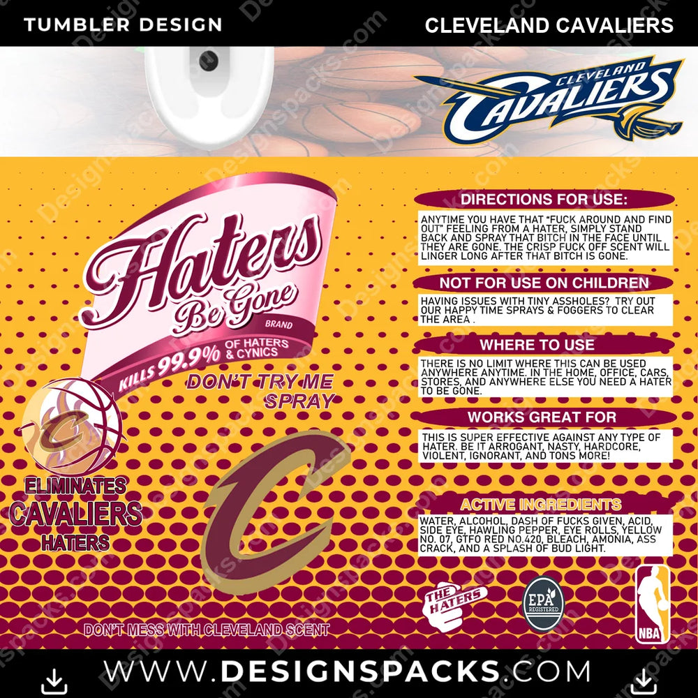 Basketball Haters Be Gone Cleveland Cavaliers NBA Basketball Tumbler Digital Wrap Design Download