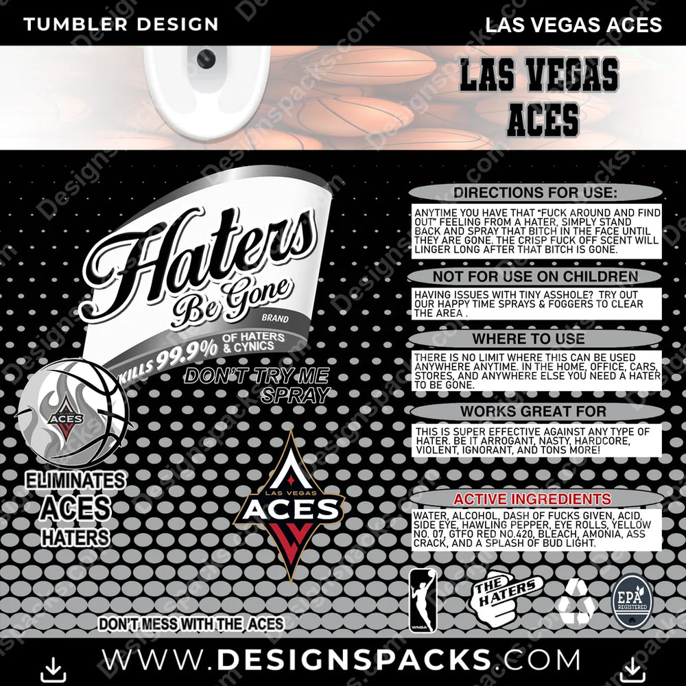 Basketball Haters Be Gone Las Vegas Aces NBA Basketball Tumbler Digital Wrap Design Download