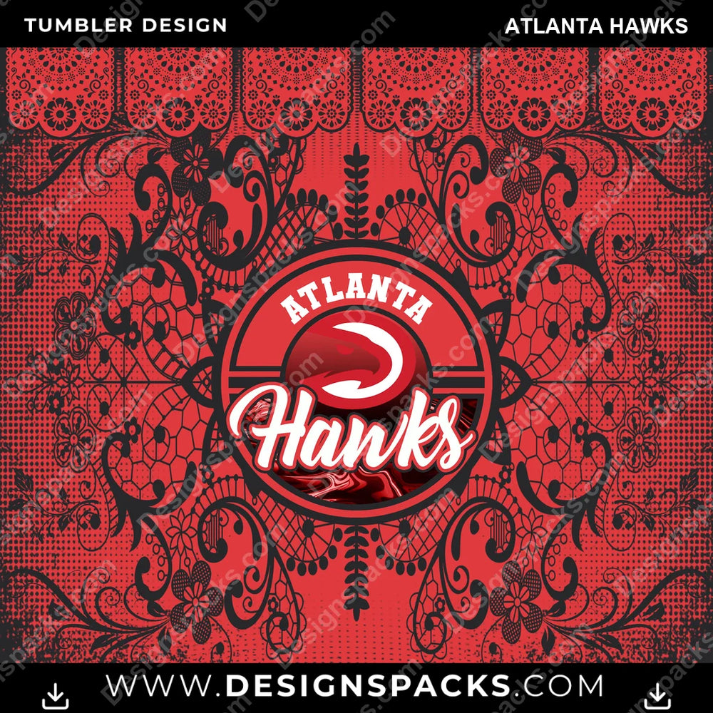 Basketball Lace & Logo Atlanta Hawks NBA Basketball Tumbler Digital Wrap Design Download