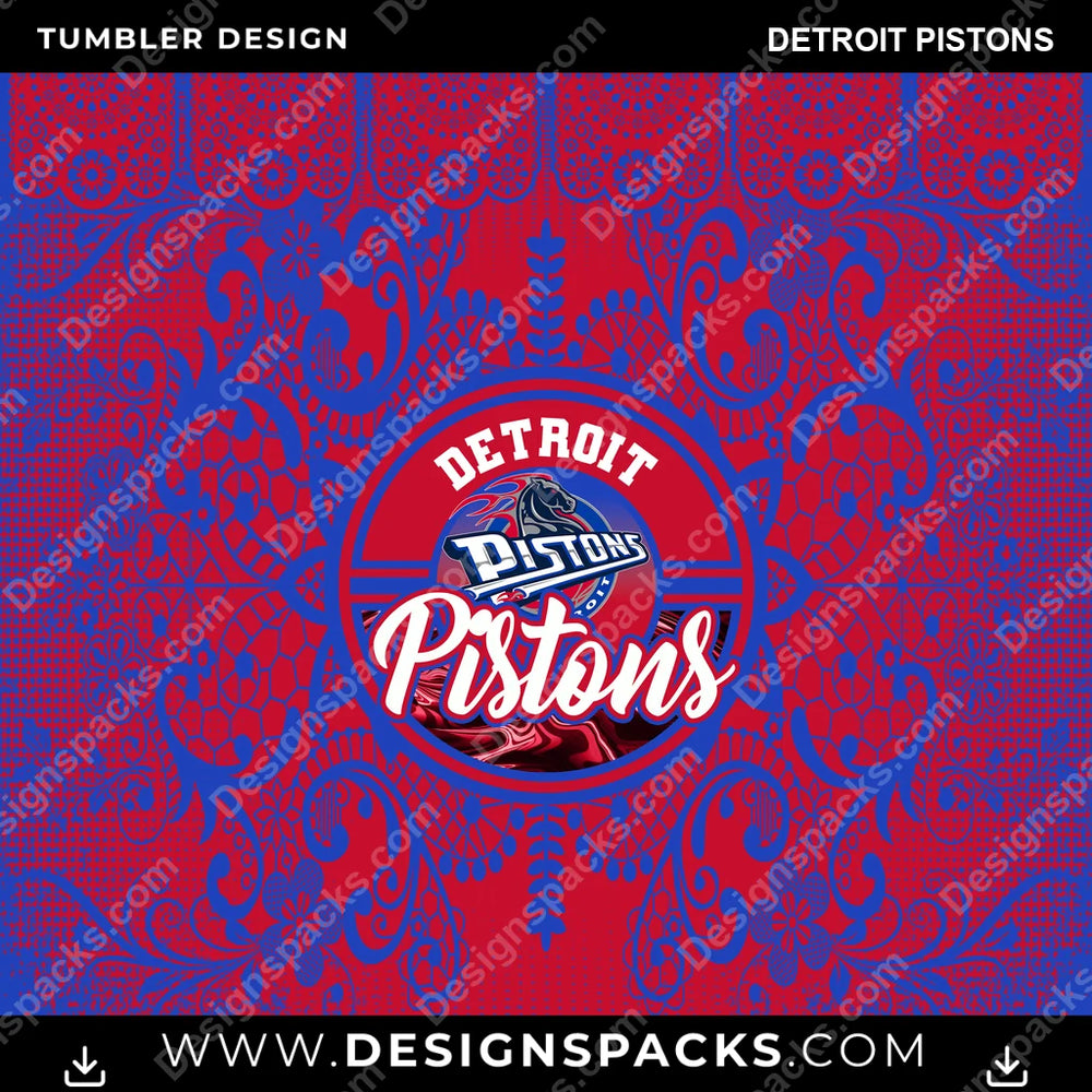 Basketball Lace & Logo Detroit Pistons NBA Basketball Tumbler Digital Wrap Design Download