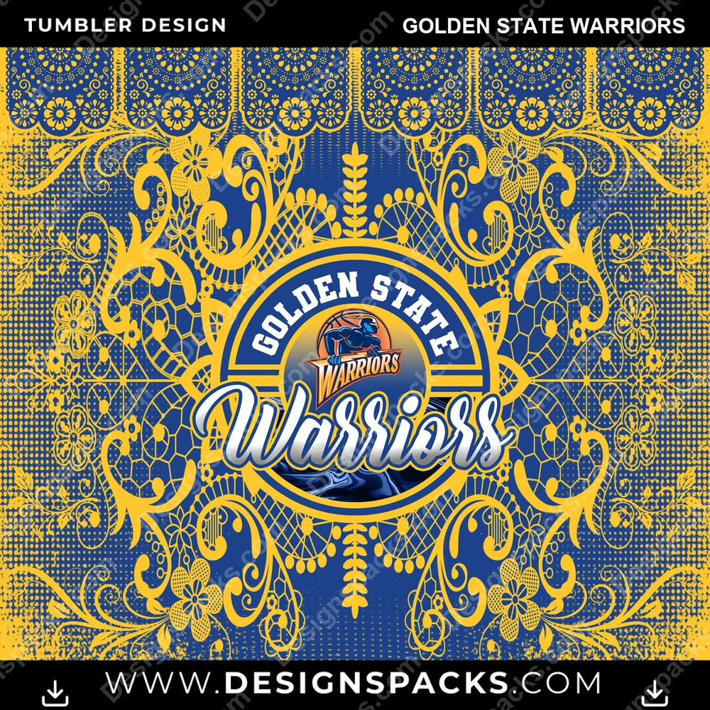 Basketball Lace & Logo Golden State Warriors NBA Basketball Tumbler Digital Wrap Design Download