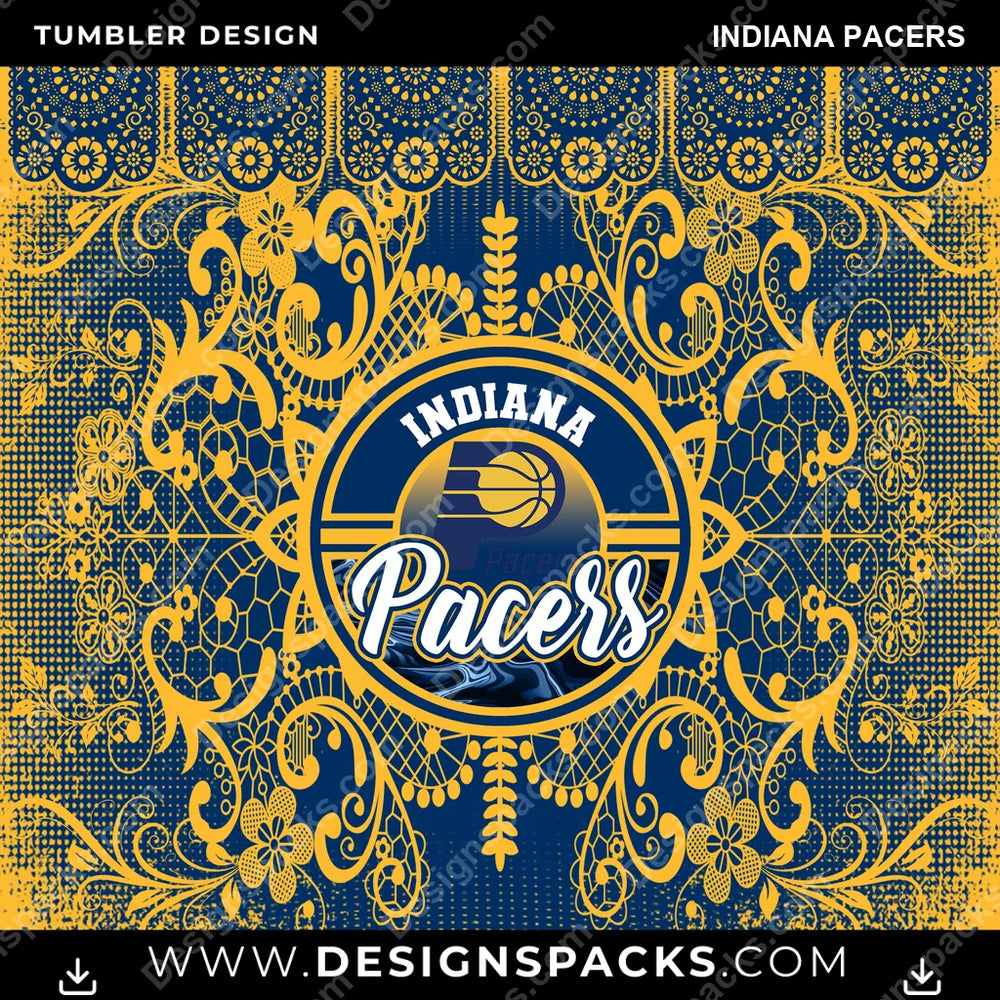 Basketball Lace & Logo Indiana Pacers NBA Basketball Tumbler Digital Wrap Design Download