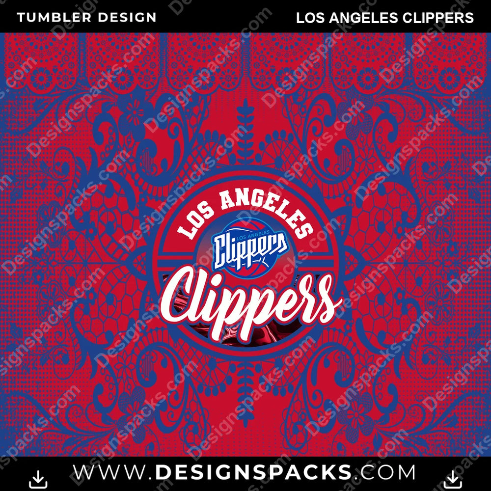 Basketball Lace & Logo Los Angeles Clippers NBA Basketball Tumbler Digital Wrap Design Download