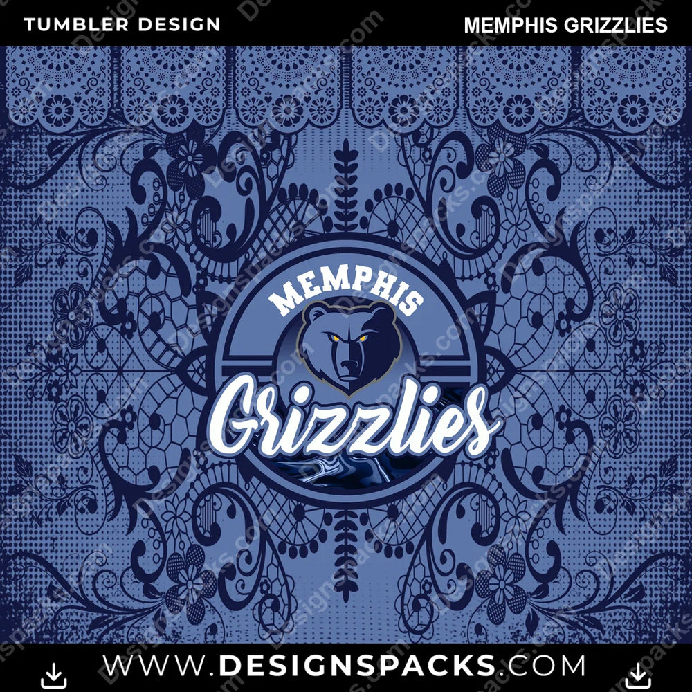 Basketball Lace & Logo Memphis Grizzlies NBA Basketball Tumbler Digital Wrap Design Download