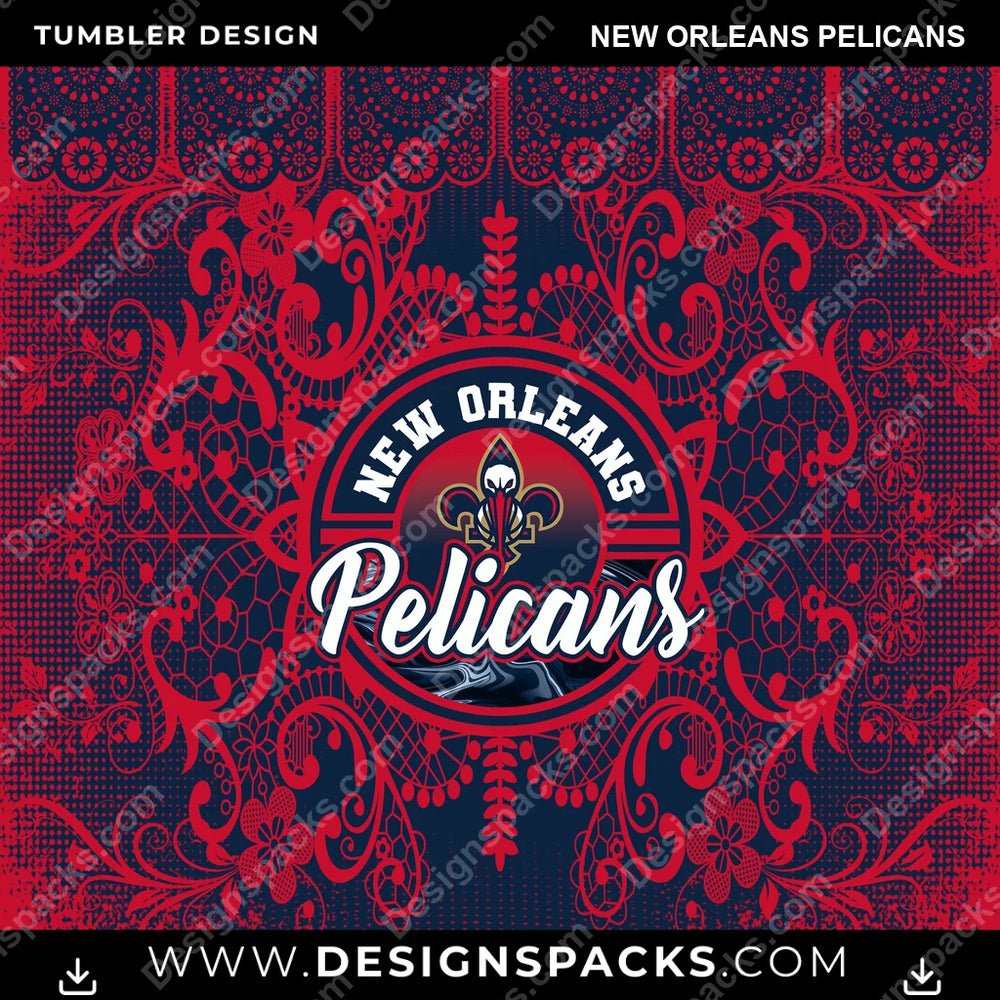 Basketball Lace & Logo New Orleans Pelicans NBA Basketball Tumbler Digital Wrap Design Download