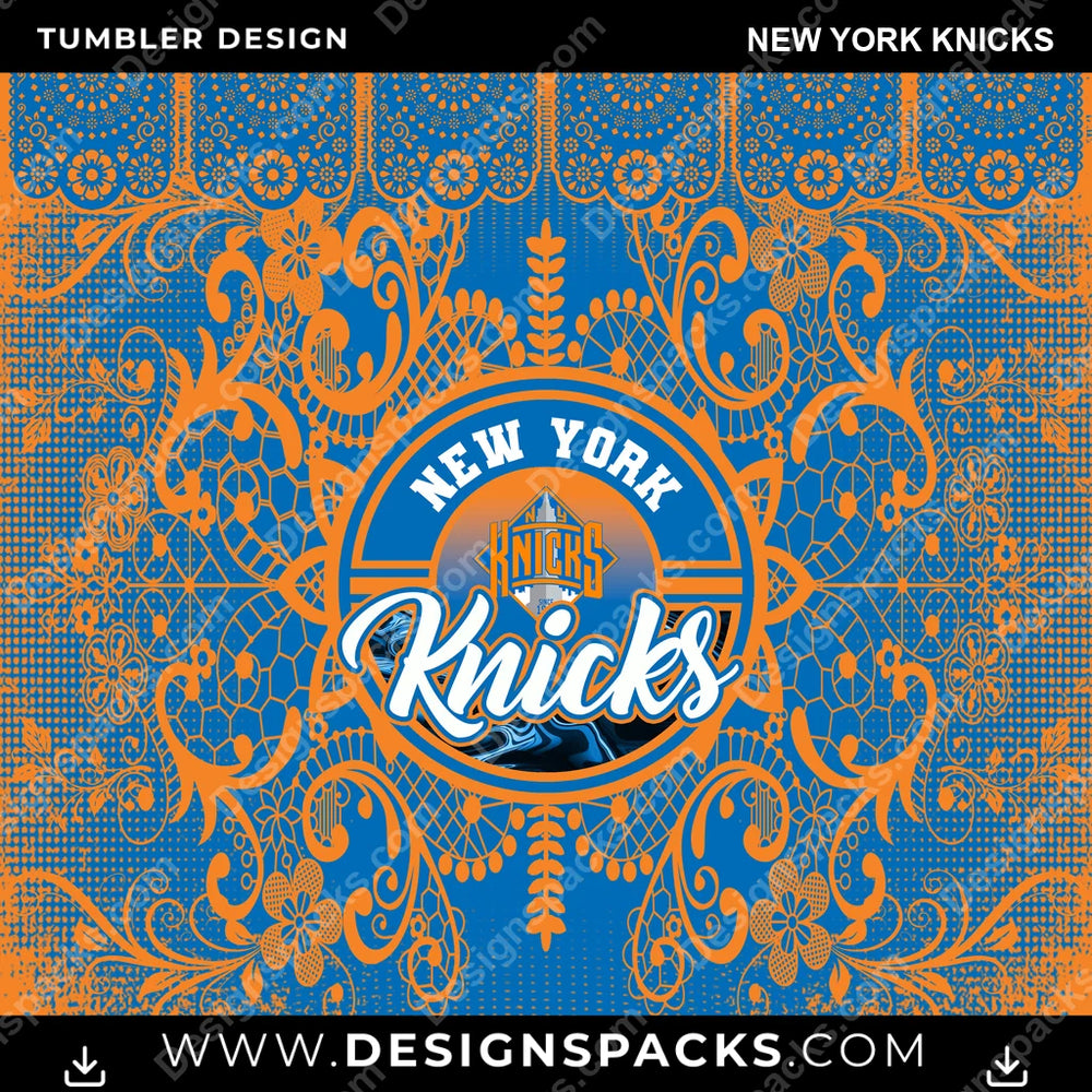Basketball Lace & Logo New York Knicks NBA Basketball Tumbler Digital Wrap Design Download