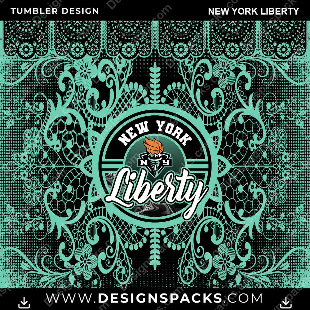 Basketball Lace & Logo New York Liberty NBA Basketball Tumbler Digital Wrap Design Download