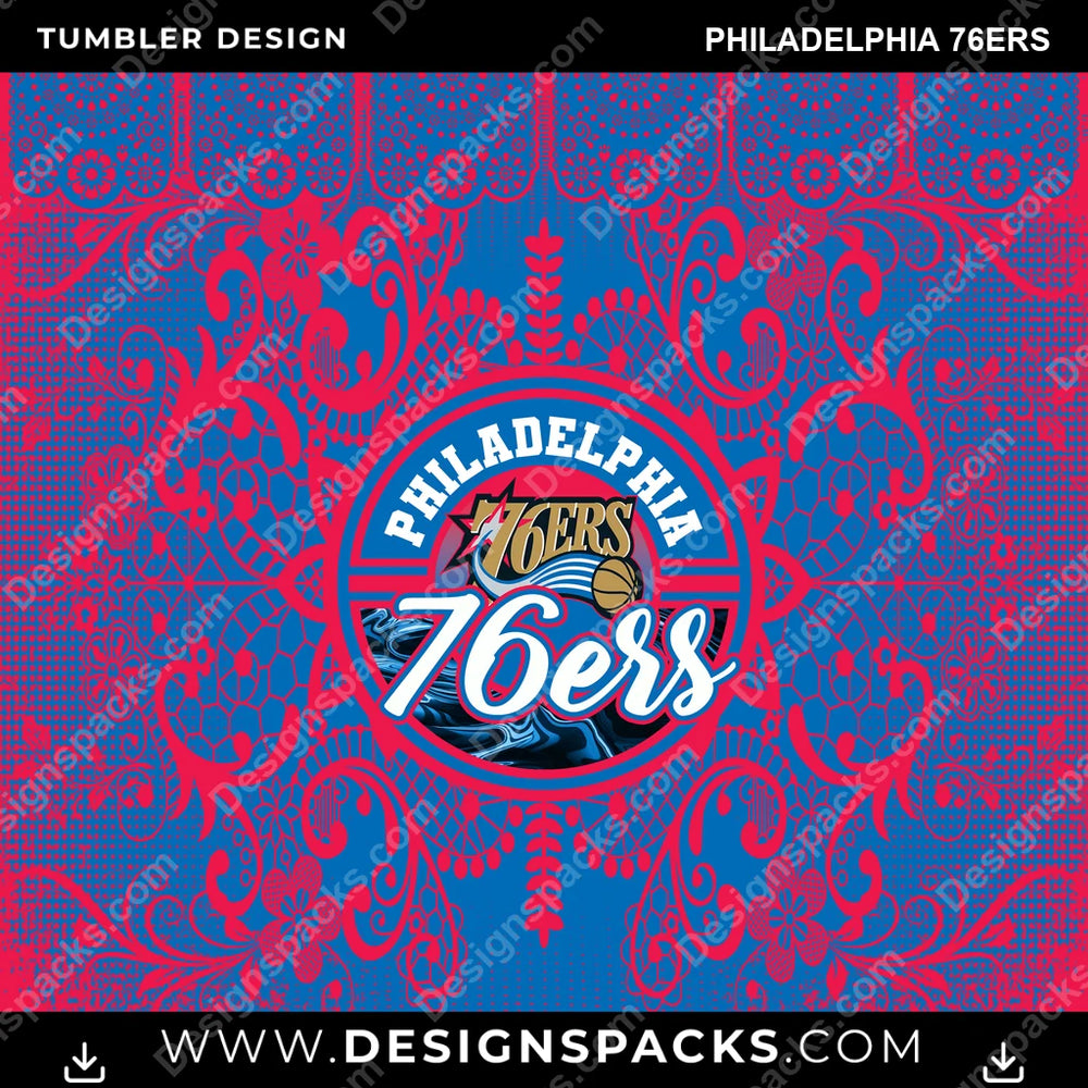 Basketball Lace & Logo Philadelphia 76ers NBA Basketball Tumbler Digital Wrap Design Download