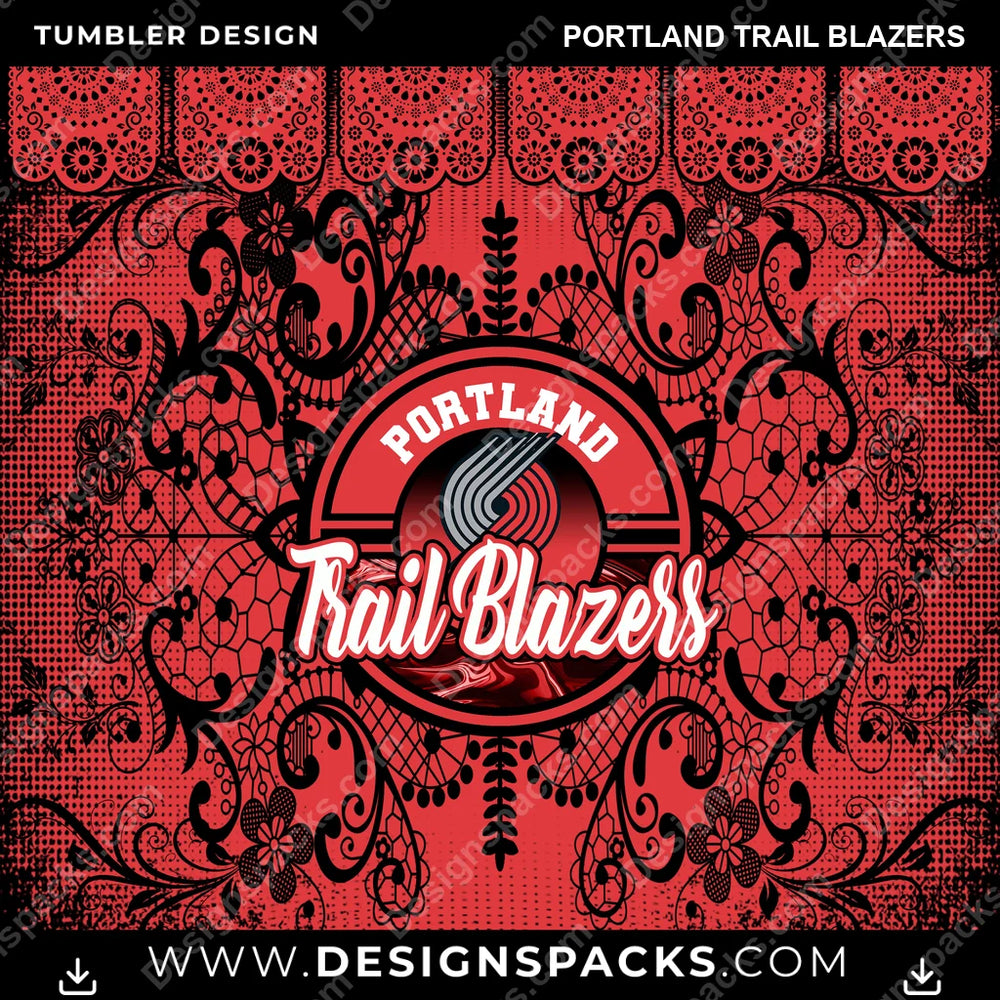 Basketball Lace & Logo Portland Trail Blazers NBA Basketball Tumbler Digital Wrap Design Download