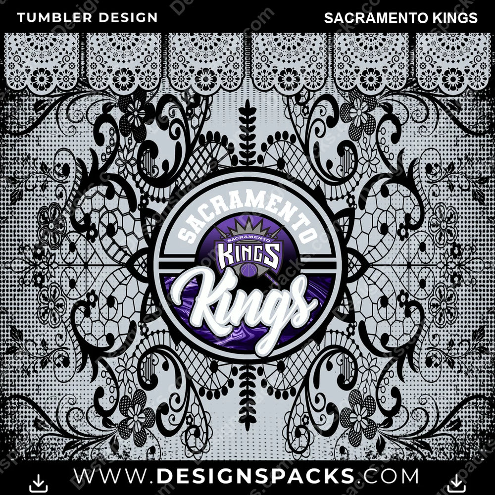 Basketball Lace & Logo Sacramento Kings NBA Basketball Tumbler Digital Wrap Design Download