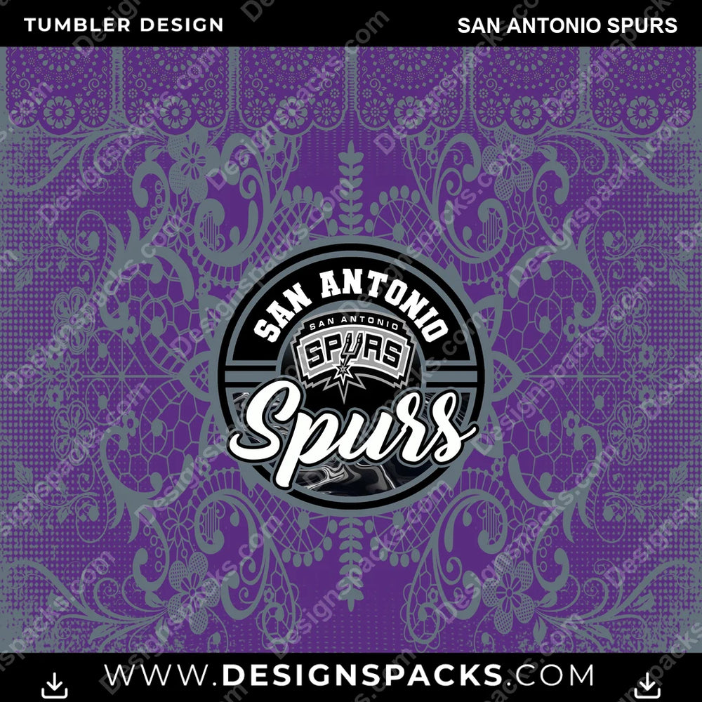 Basketball Lace & Logo San Antonio Spurs NBA Basketball Tumbler Digital Wrap Design Download