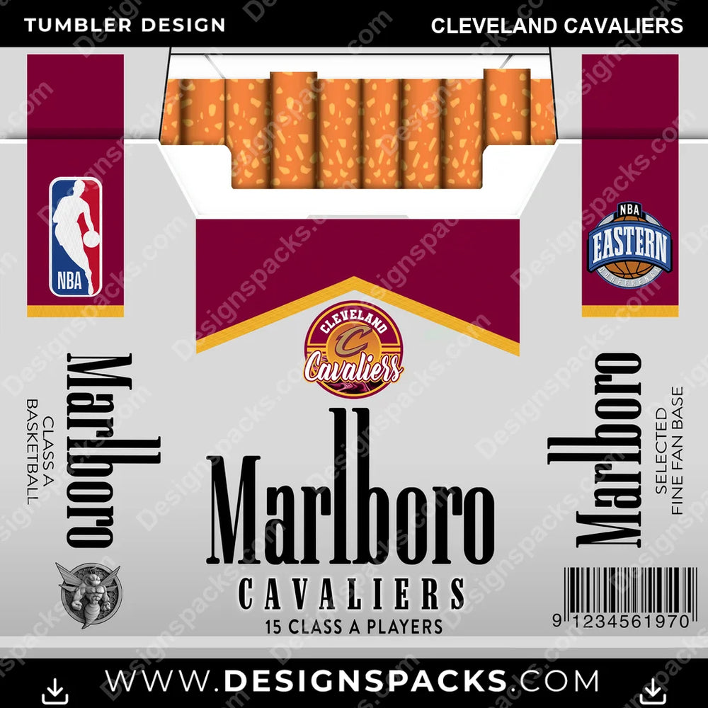 Basketball Marlboro Cleveland Cavaliers NBA Basketball Tumbler Digital Wrap Design Download