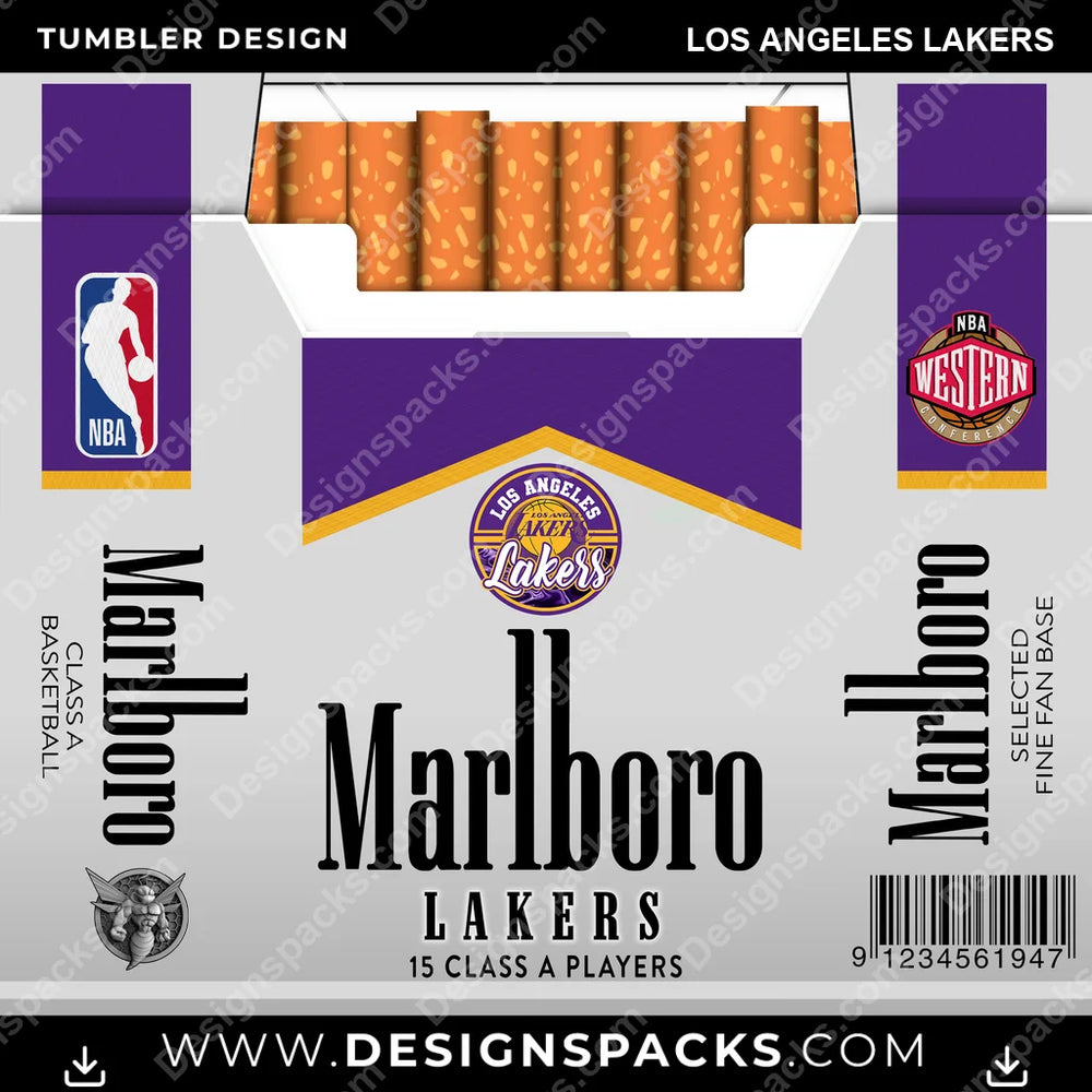 Basketball Marlboro Los Angeles Lakers NBA Basketball Tumbler Digital Wrap Design Download