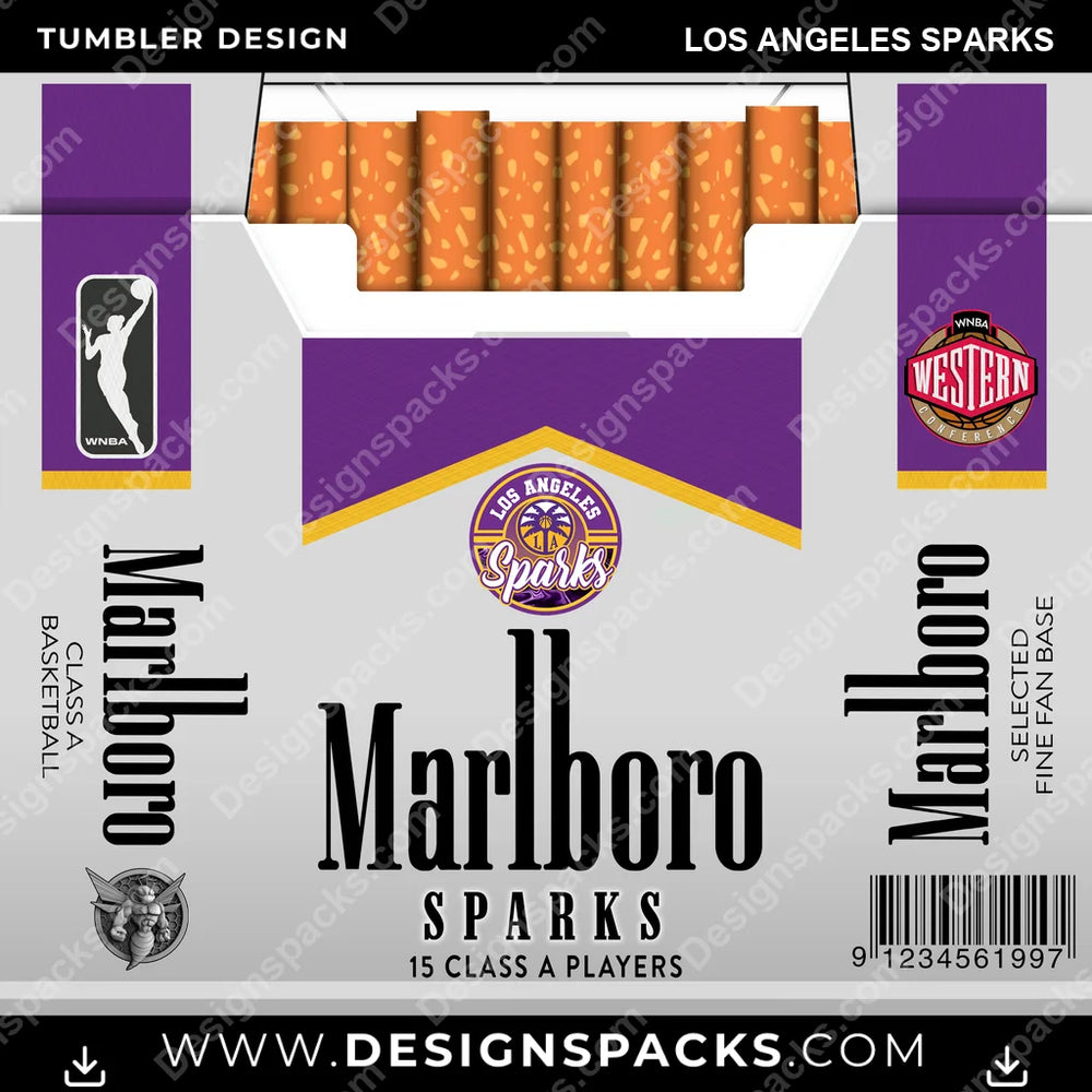 Basketball Marlboro Los Angeles Sparks NBA Basketball Tumbler Digital Wrap Design Download