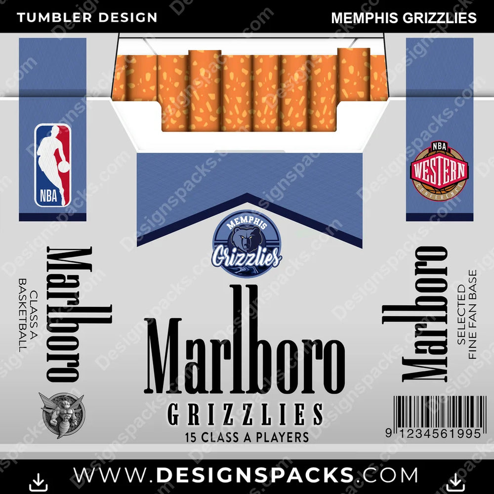 Basketball Marlboro Memphis Grizzlies NBA Basketball Tumbler Digital Wrap Design Download