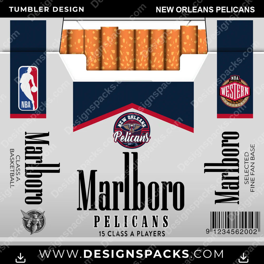 Basketball Marlboro New Orleans Pelicans NBA Basketball Tumbler Digital Wrap Design Download