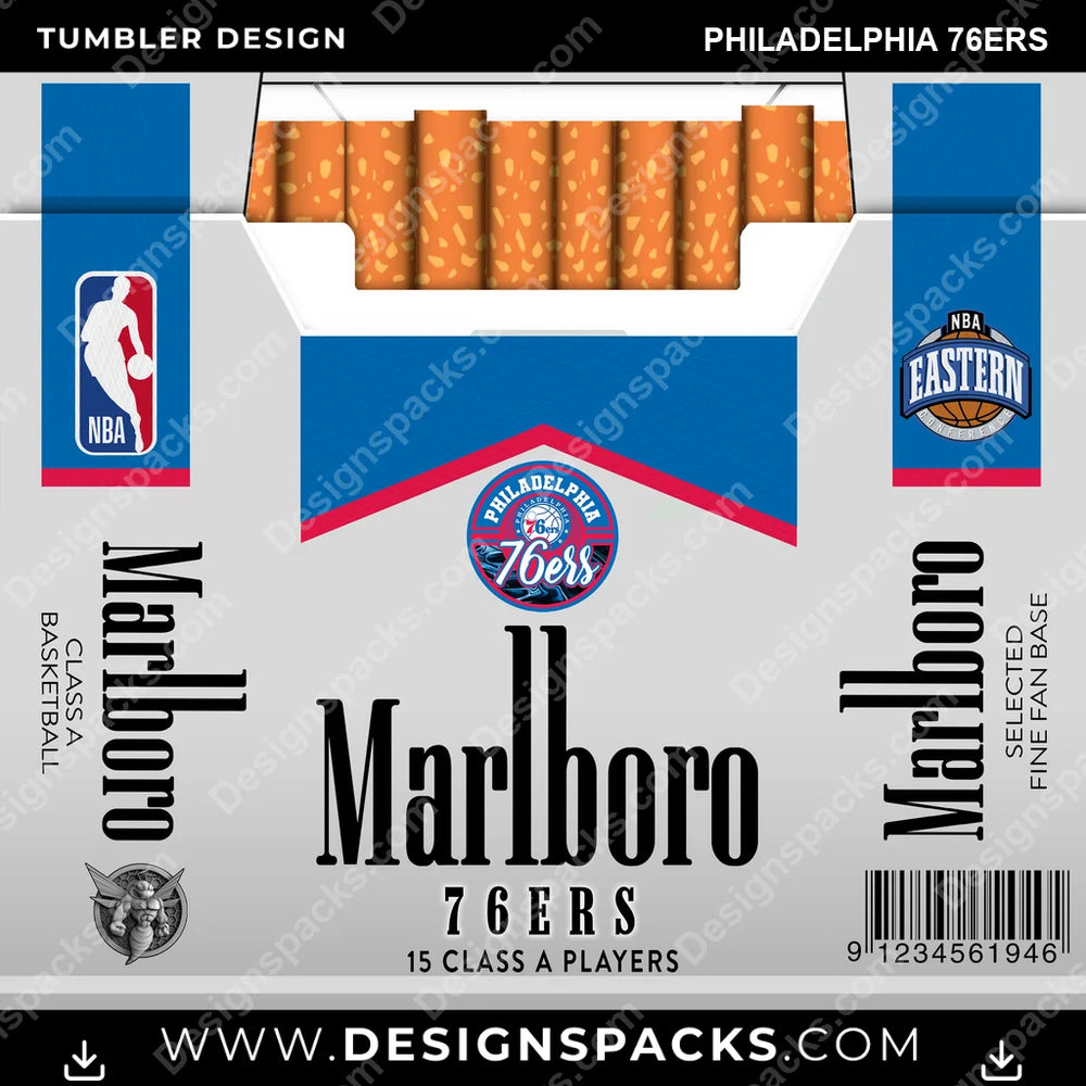 Basketball Marlboro Philadelphia 76ers NBA Basketball Tumbler Digital Wrap Design Download